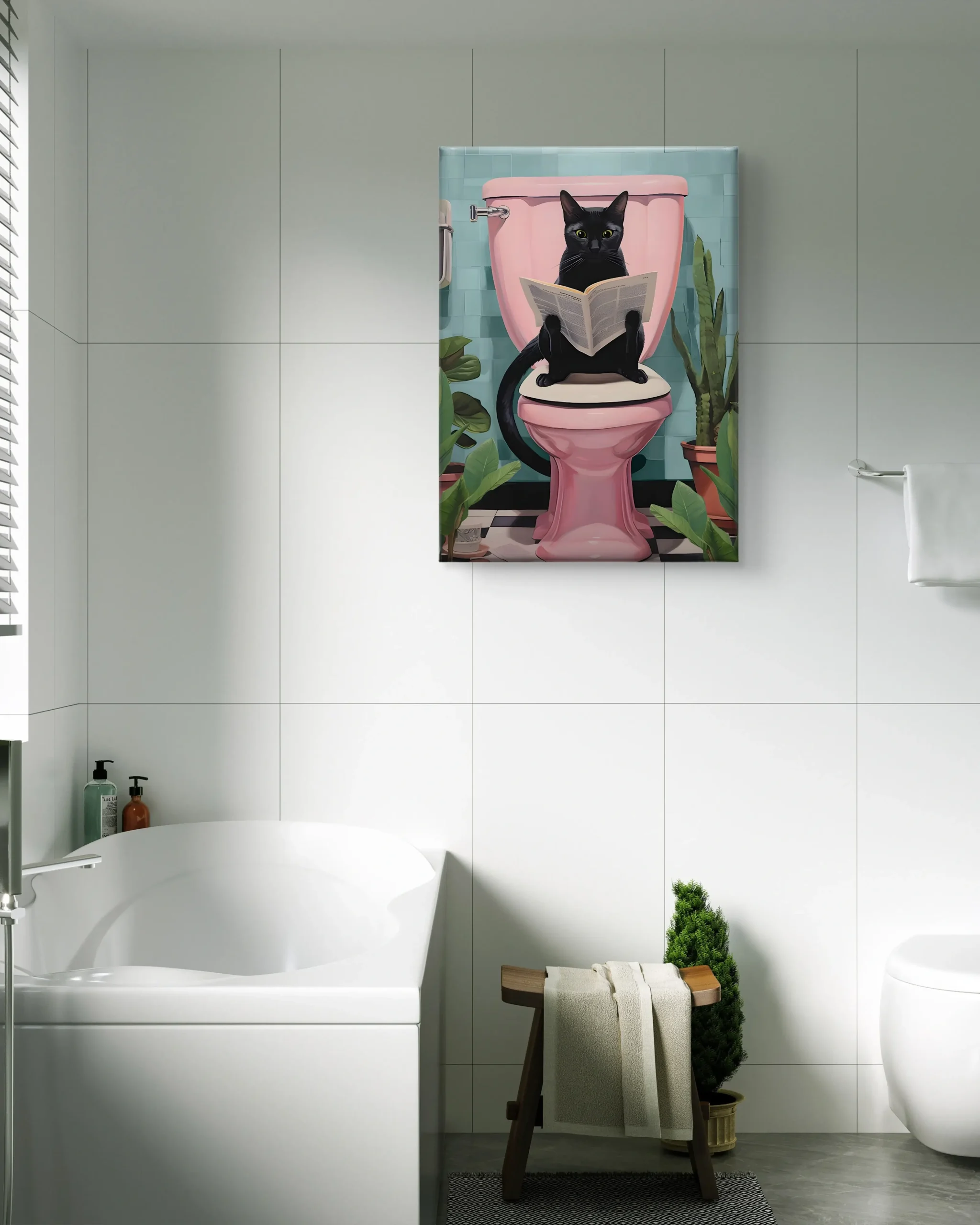 Elegant Cat Bathroom Canvas