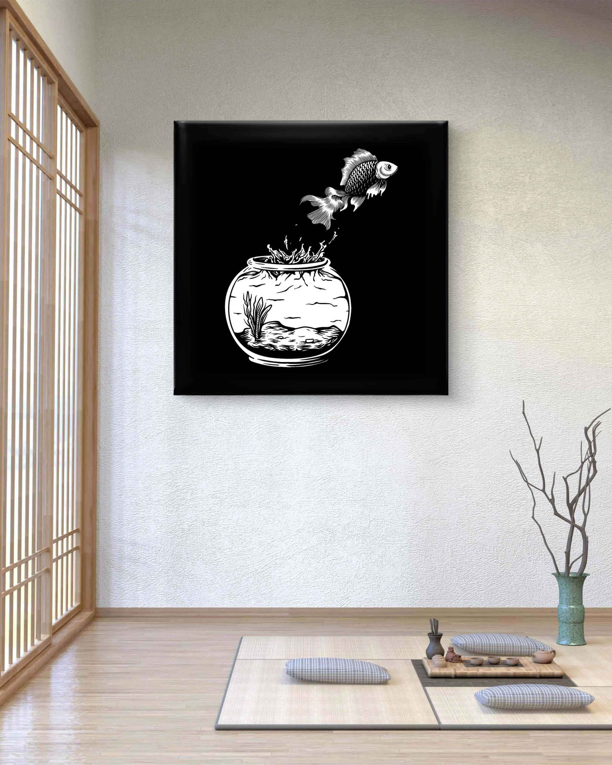 Black and white Essence in Glass Canvas