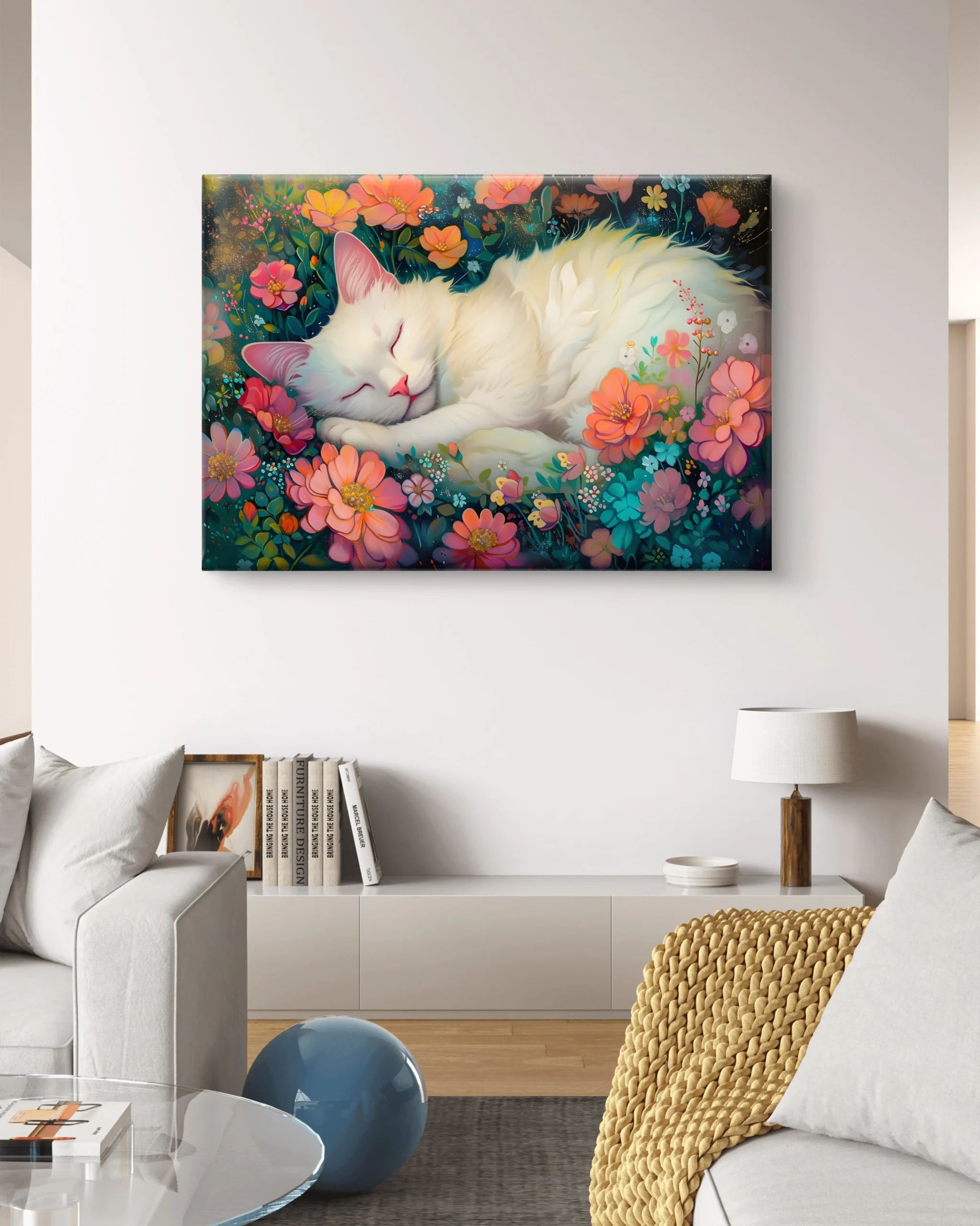 Floral Sleep Cat Canvas